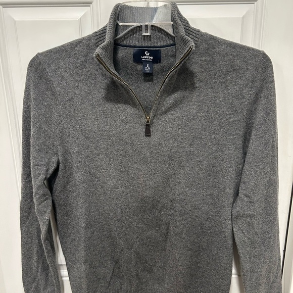 Mens Small Lands' End Charcoal Grey 100 % Cashmere 1/4 Zip Sweater - Picture 1 of 6